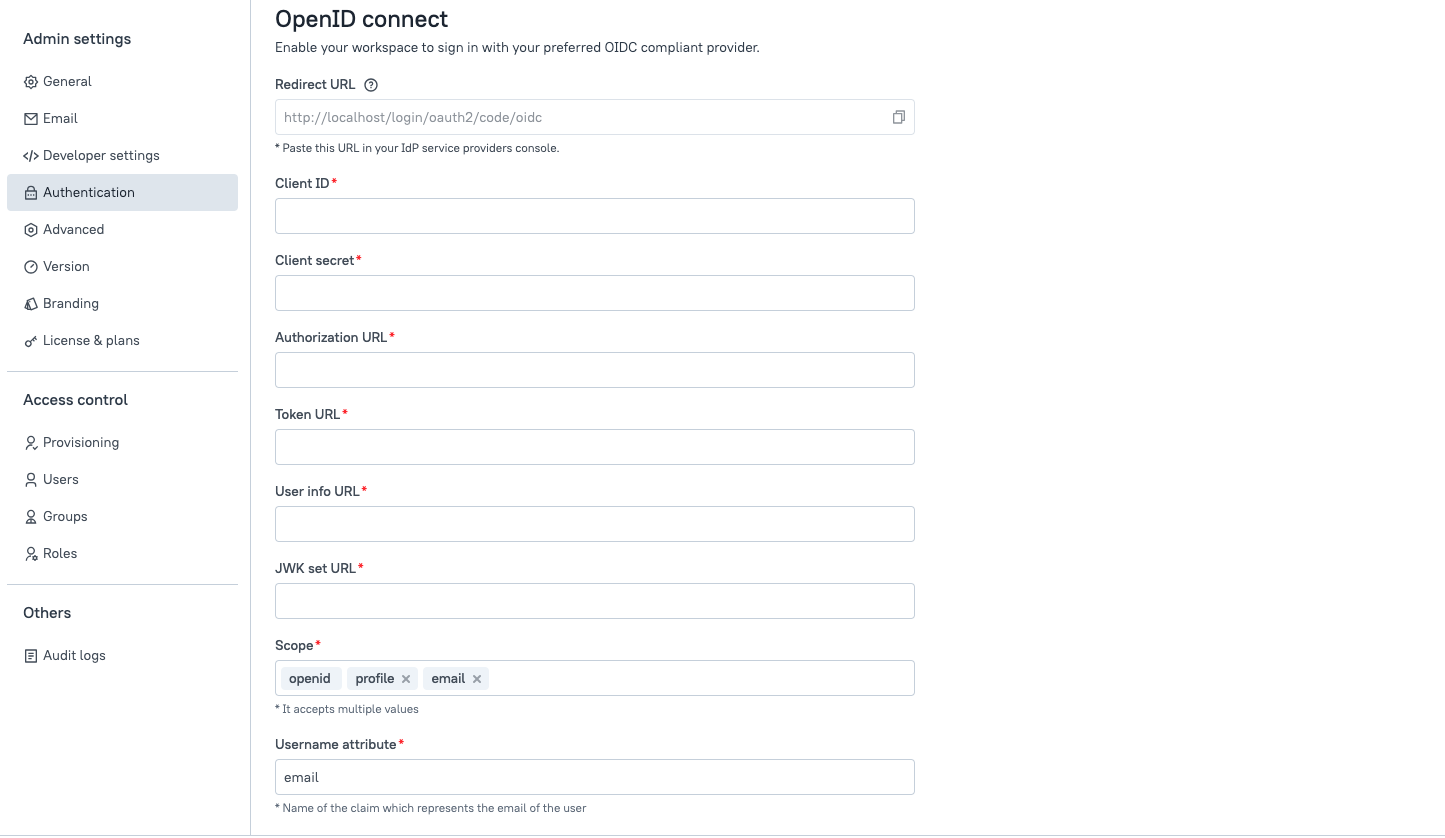 OIDC configurations